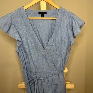 Chambray JCrew Faux-Wrap Top - Size 8